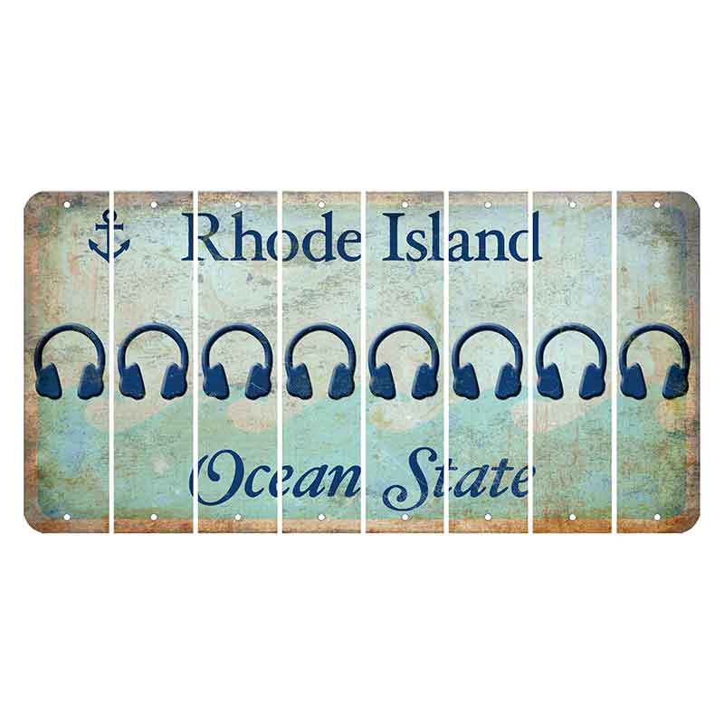 Rhode Island Ocean Cut License Plate Strips (Set of 8) Headphones