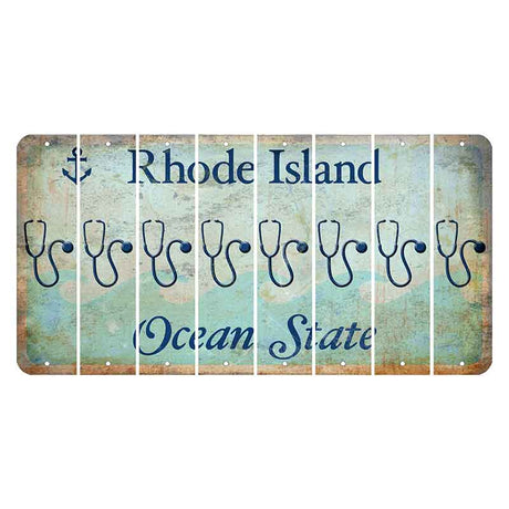 Rhode Island Ocean Cut License Plate Strips (Set of 8) Stethoscope