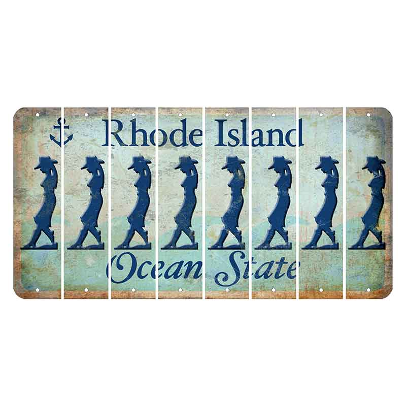 Rhode Island Ocean Cut License Plate Strips (Set of 8) Cowgirl - Leaning