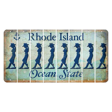 Rhode Island Ocean Cut License Plate Strips (Set of 8) Cowgirl - Leaning