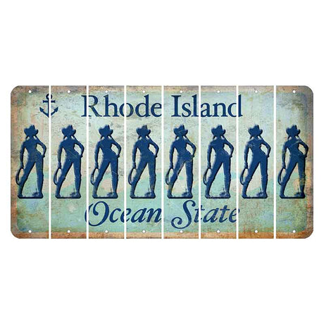 Rhode Island Ocean Cut License Plate Strips (Set of 8) Cowgirl