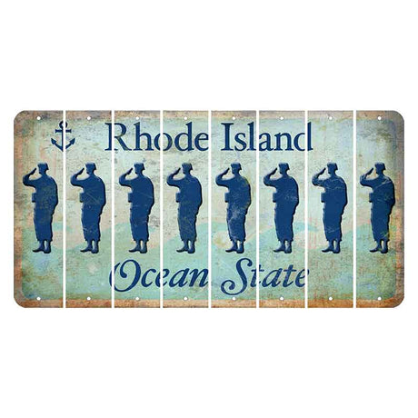 Rhode Island Ocean Cut License Plate Strips (Set of 8) Soldier - Saluting