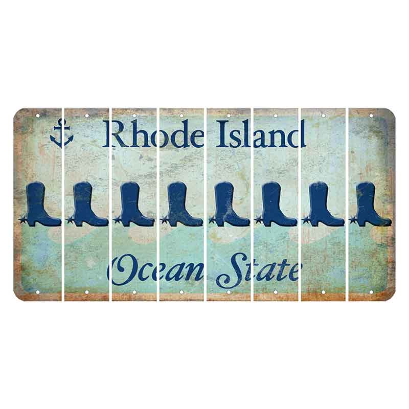 Rhode Island Ocean Cut License Plate Strips (Set of 8) Cowboy Boot