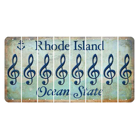 Rhode Island Ocean Cut License Plate Strips (Set of 8) Music Note