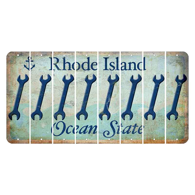 Rhode Island Ocean Cut License Plate Strips (Set of 8) Wrench