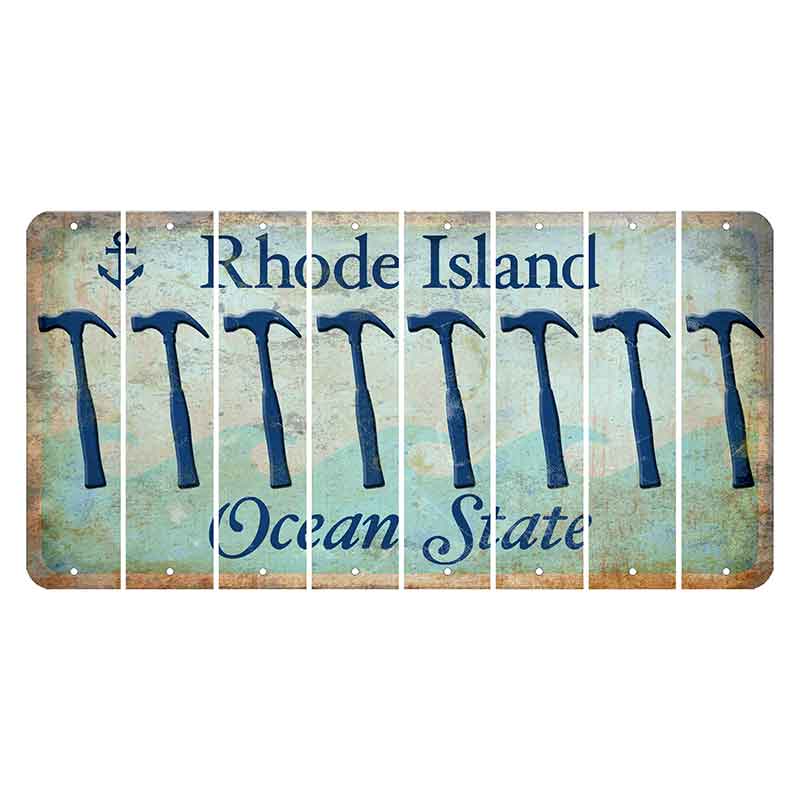 Rhode Island Ocean Cut License Plate Strips (Set of 8) Hammer