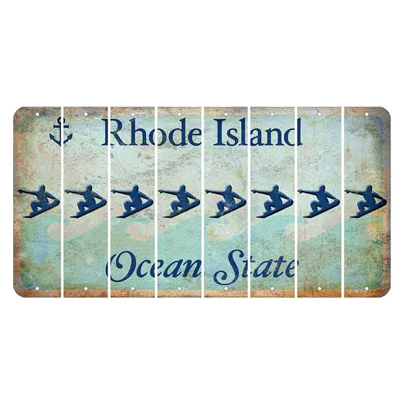 Rhode Island Ocean Cut License Plate Strips (Set of 8) Snowboarder