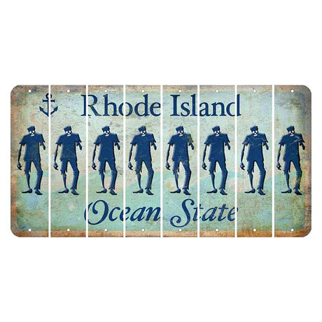 Rhode Island Ocean Cut License Plate Strips (Set of 8) Zombie