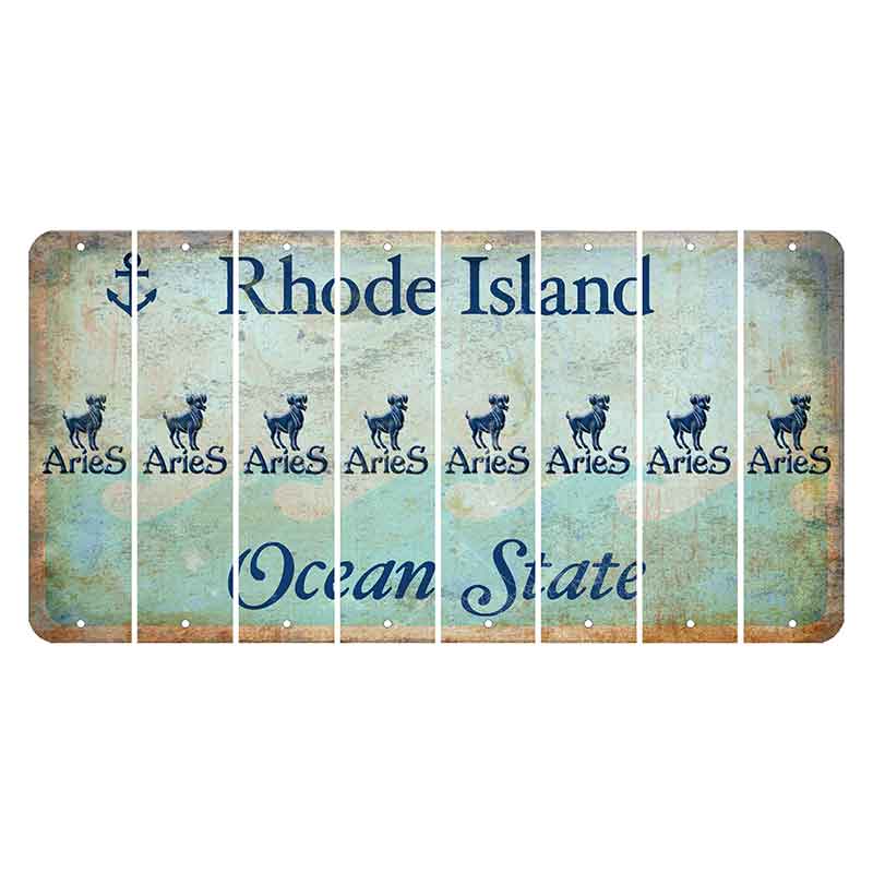 Rhode Island Ocean Cut License Plate Strips (Set of 8) Zodiac Sign - Aries