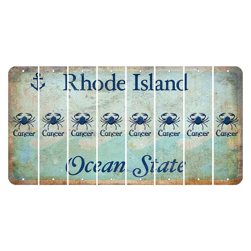 Rhode Island Ocean Cut License Plate Strips (Set of 8) Zodiac Sign - Cancer