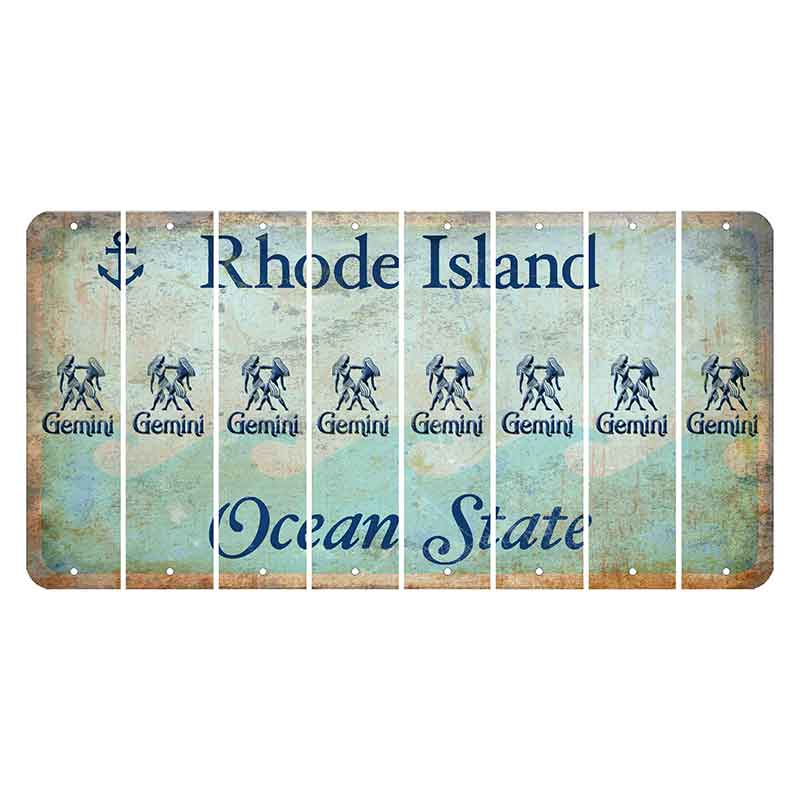 Rhode Island Ocean Cut License Plate Strips (Set of 8) Zodiac Sign - Gemini