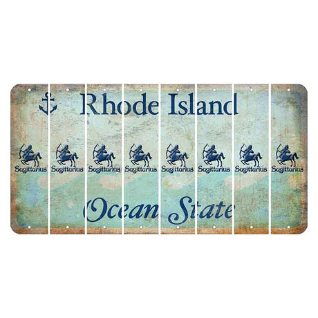 Rhode Island Ocean Cut License Plate Strips (Set of 8) Zodiac Sign - Sagittarius