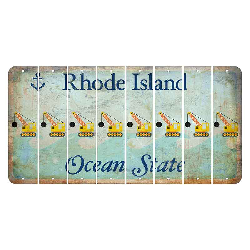 Rhode Island Ocean Cut License Plate Strips (Set of 8) Wrecking Ball Crane