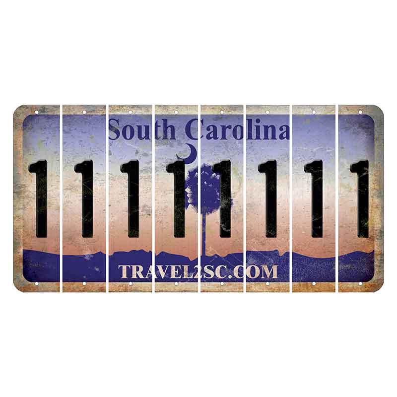 South Carolina Travel2SC Cut License Plate Strips (Set of 8) 1