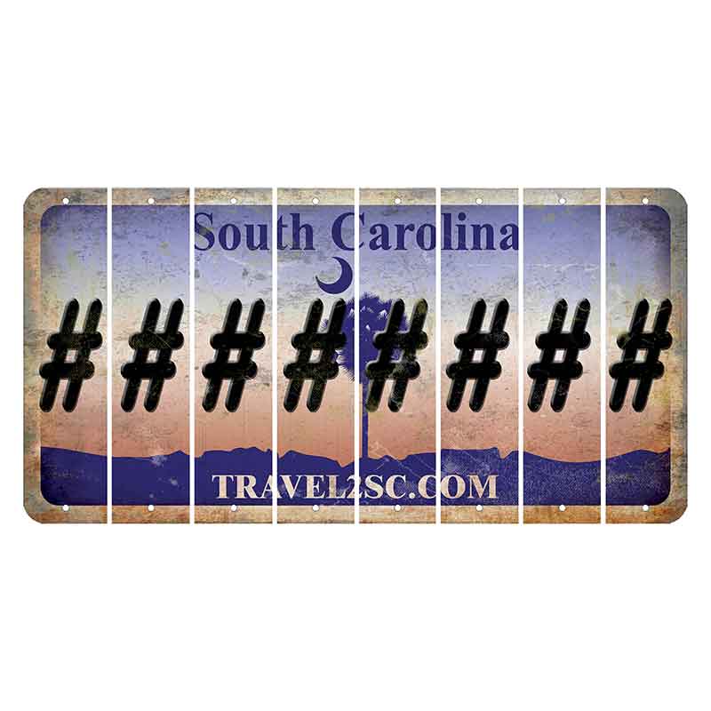 South Carolina Travel2SC Cut License Plate Strips (Set of 8) Hashtag