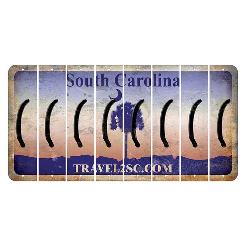 South Carolina Travel2SC Cut License Plate Strips (Set of 8) Parenthesis - Left