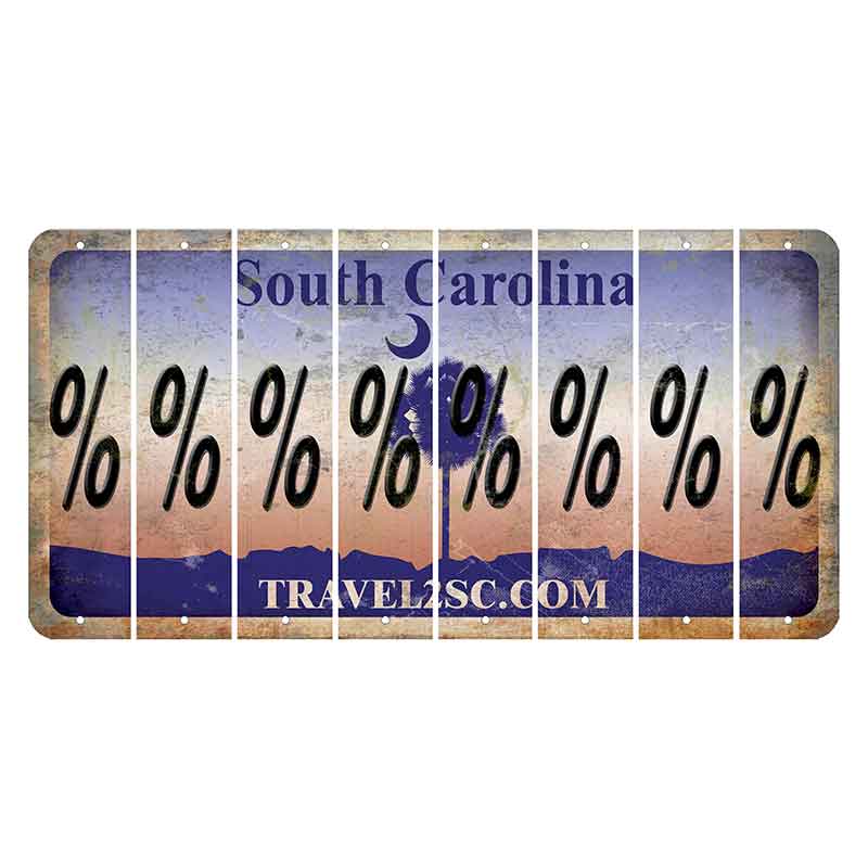 South Carolina Travel2SC Cut License Plate Strips (Set of 8) Percent Sign