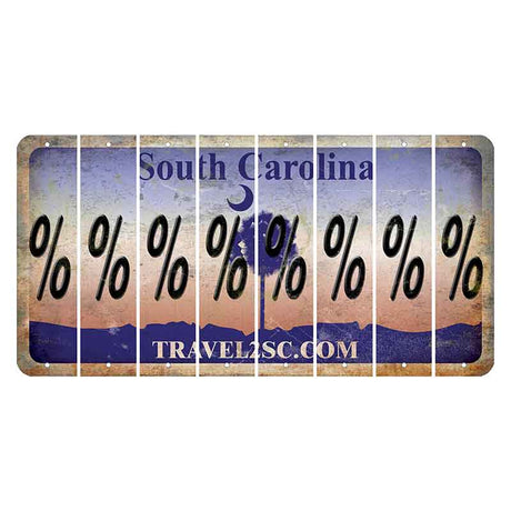 South Carolina Travel2SC Cut License Plate Strips (Set of 8) Percent Sign