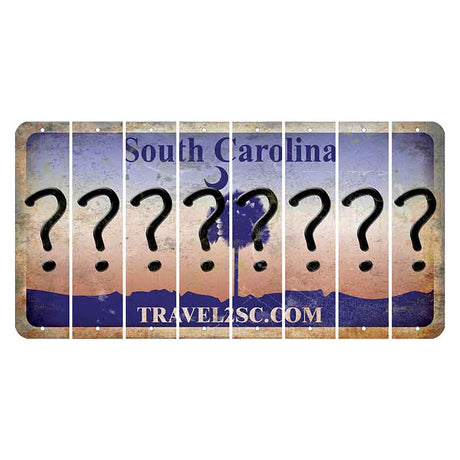 South Carolina Travel2SC Cut License Plate Strips (Set of 8) Question Mark