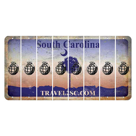 South Carolina Travel2SC Cut License Plate Strips (Set of 8) Grenade