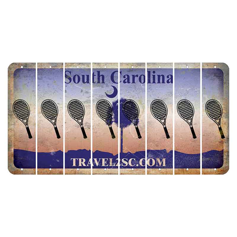 South Carolina Travel2SC Cut License Plate Strips (Set of 8) Tennis Racket