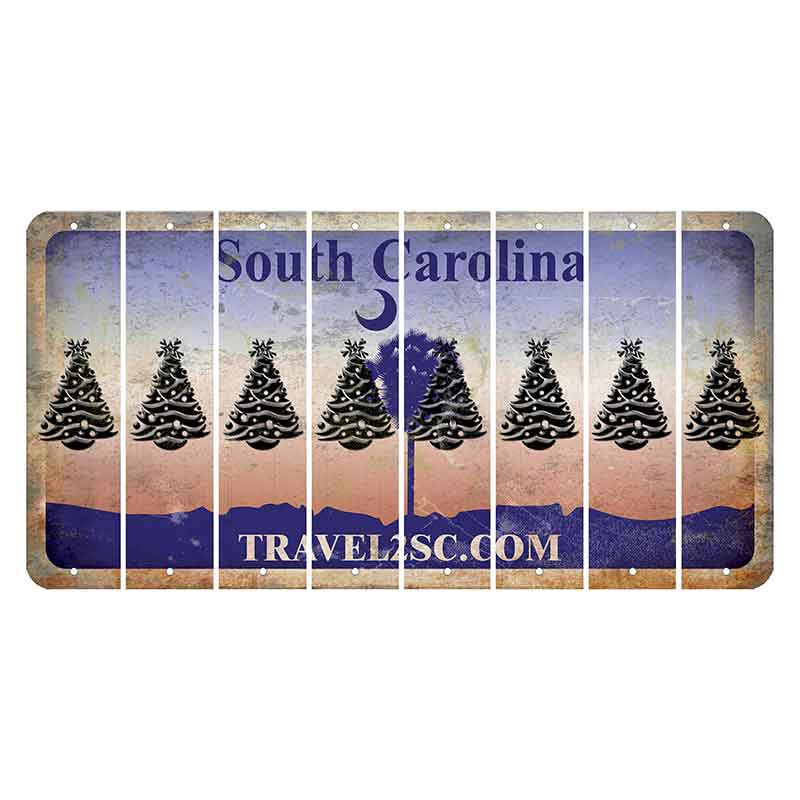 South Carolina Travel2SC Cut License Plate Strips (Set of 8) Christmas Tree