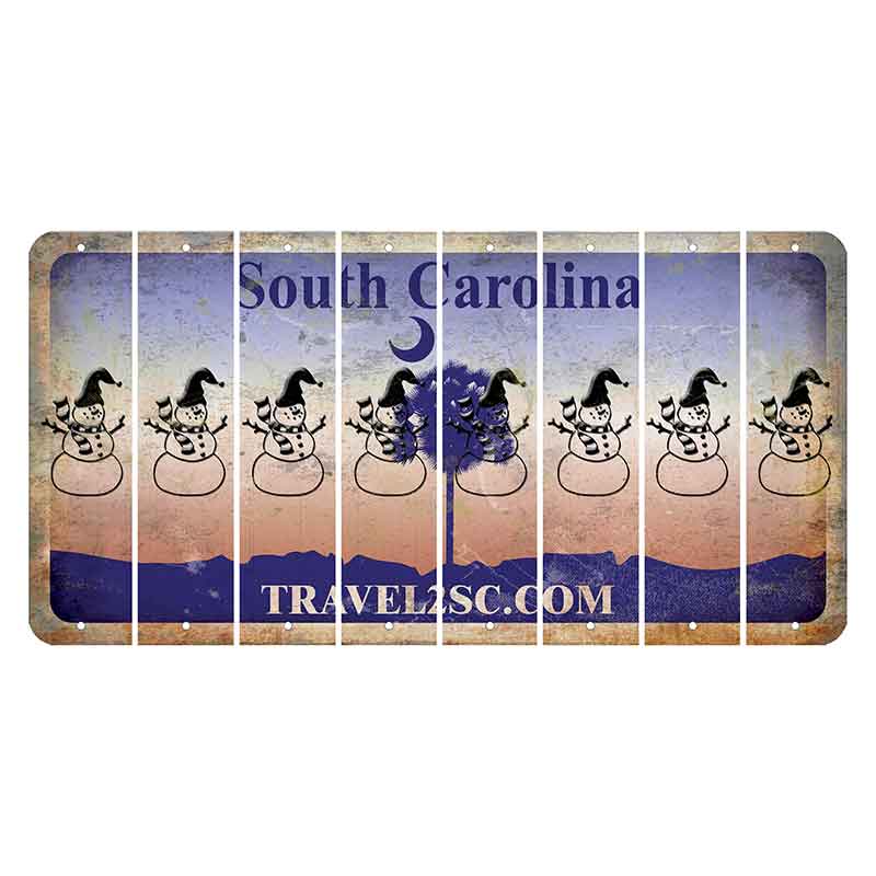 South Carolina Travel2SC Cut License Plate Strips (Set of 8) Snowman