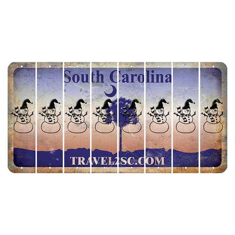 South Carolina Travel2SC Cut License Plate Strips (Set of 8) Snowman