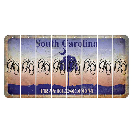 South Carolina Travel2SC Cut License Plate Strips (Set of 8) Flip Flops