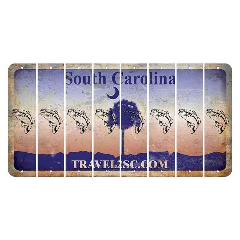 South Carolina Travel2SC Cut License Plate Strips (Set of 8) Fish