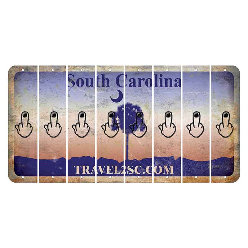 South Carolina Travel2SC Cut License Plate Strips (Set of 8) Middle Finger