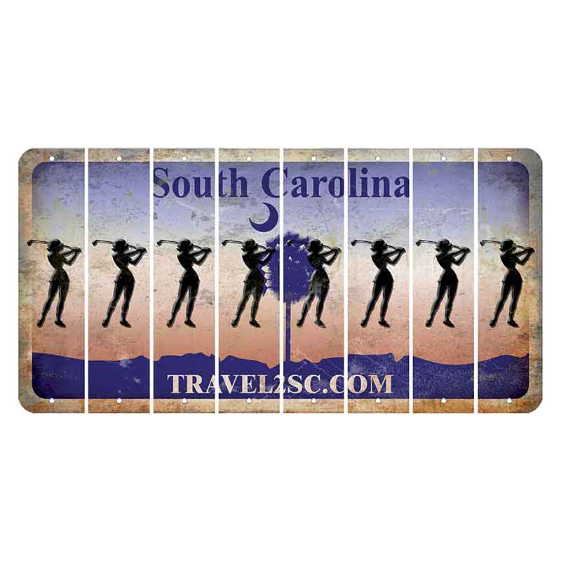 South Carolina Travel2SC Cut License Plate Strips (Set of 8) Female Golfer