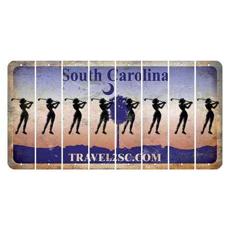 South Carolina Travel2SC Cut License Plate Strips (Set of 8) Female Golfer