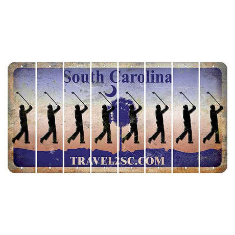 South Carolina Travel2SC Cut License Plate Strips (Set of 8) Male Golfer