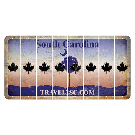 South Carolina Travel2SC Cut License Plate Strips (Set of 8) Maple Leaf