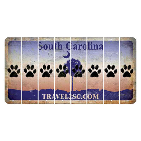 South Carolina Travel2SC Cut License Plate Strips (Set of 8) Dog Paw