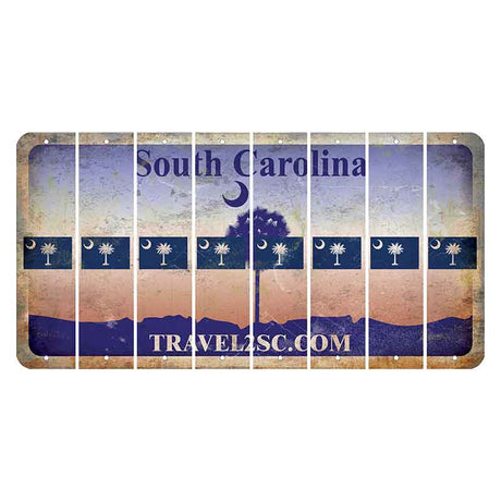 South Carolina Travel2SC Cut License Plate Strips (Set of 8) State Flag