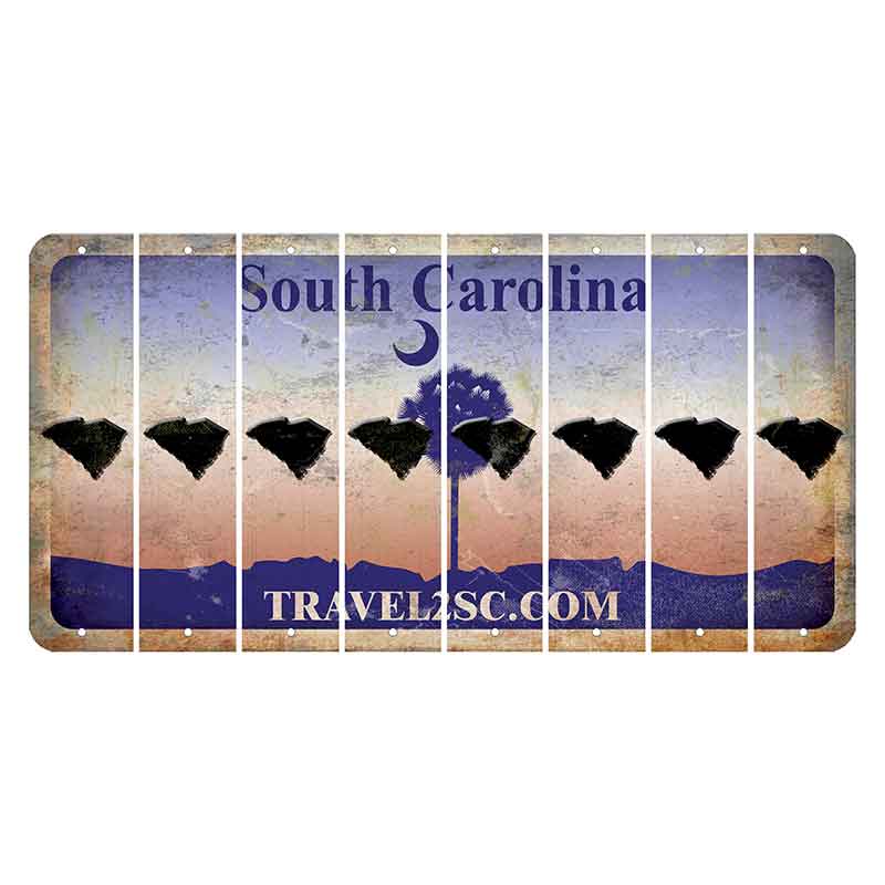 South Carolina Travel2SC Cut License Plate Strips (Set of 8) State Silhouette