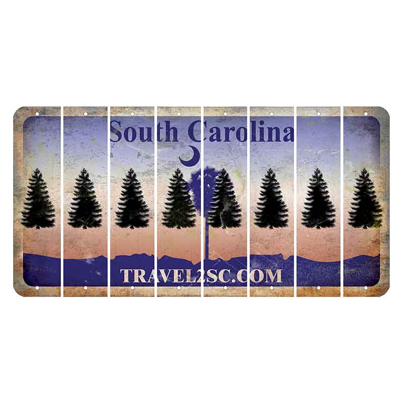 South Carolina Travel2SC Cut License Plate Strips (Set of 8) Pine Tree