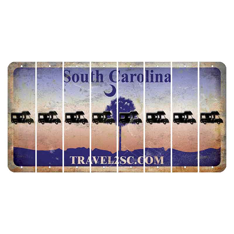 South Carolina Travel2SC Cut License Plate Strips (Set of 8) Camper