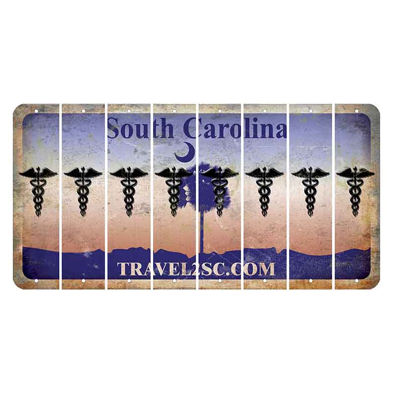 South Carolina Travel2SC Cut License Plate Strips (Set of 8) Caduceus