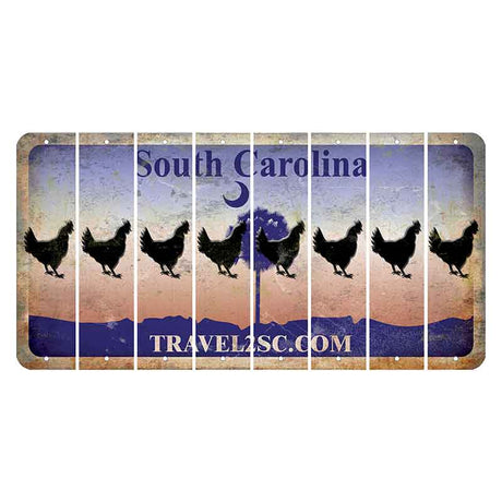 South Carolina Travel2SC Cut License Plate Strips (Set of 8) Chicken