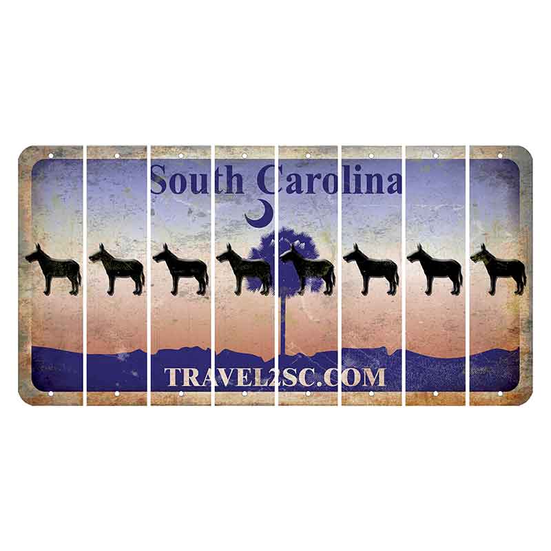 South Carolina Travel2SC Cut License Plate Strips (Set of 8) Donkey