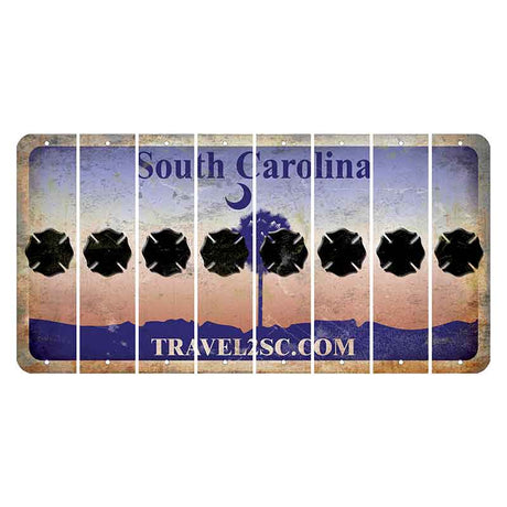 South Carolina Travel2SC Cut License Plate Strips (Set of 8) Fire Badge