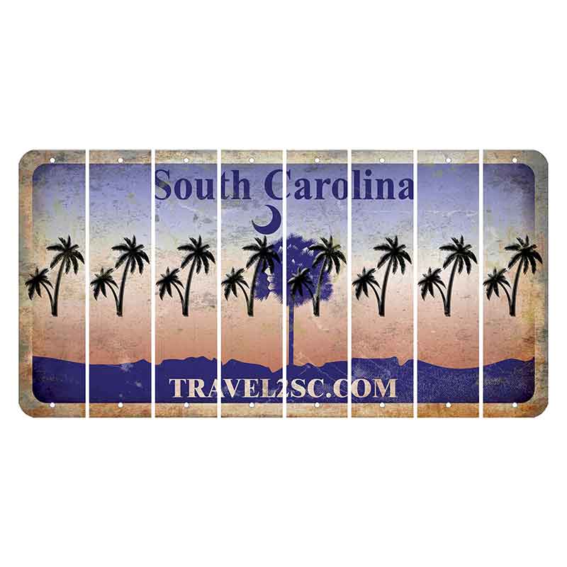 South Carolina Travel2SC Cut License Plate Strips (Set of 8) Palm Trees