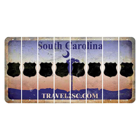 South Carolina Travel2SC Cut License Plate Strips (Set of 8) Police Badge