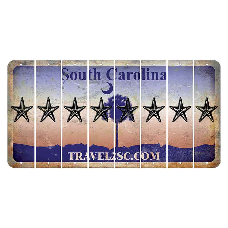 South Carolina Travel2SC Cut License Plate Strips (Set of 8) Star Fish