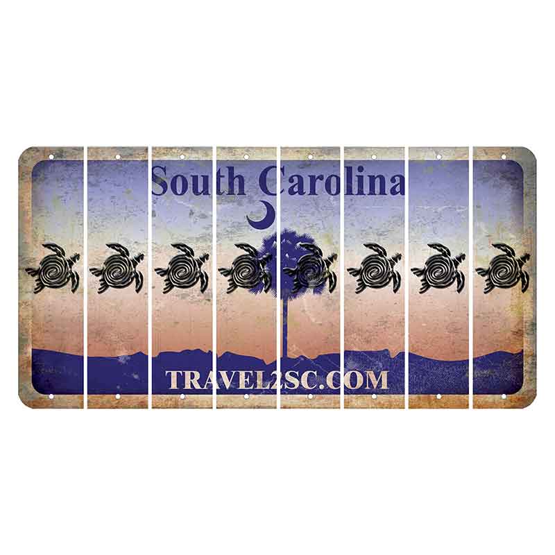 South Carolina Travel2SC Cut License Plate Strips (Set of 8) Sea Turtle