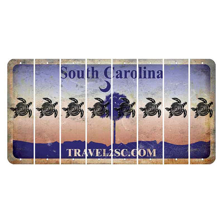 South Carolina Travel2SC Cut License Plate Strips (Set of 8) Sea Turtle