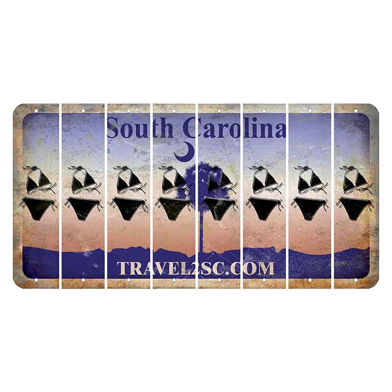 South Carolina Travel2SC Cut License Plate Strips (Set of 8) Bikini